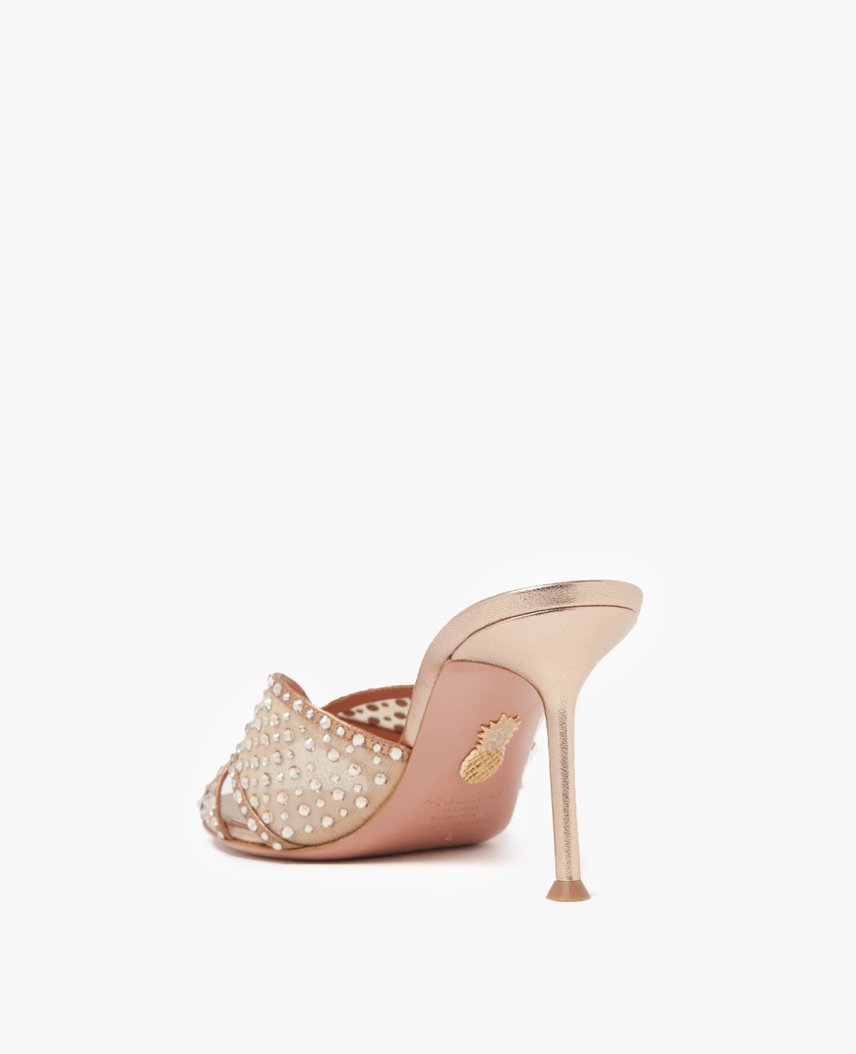 Aquazzura Crystal Lover 75 Pink Mule Sandals