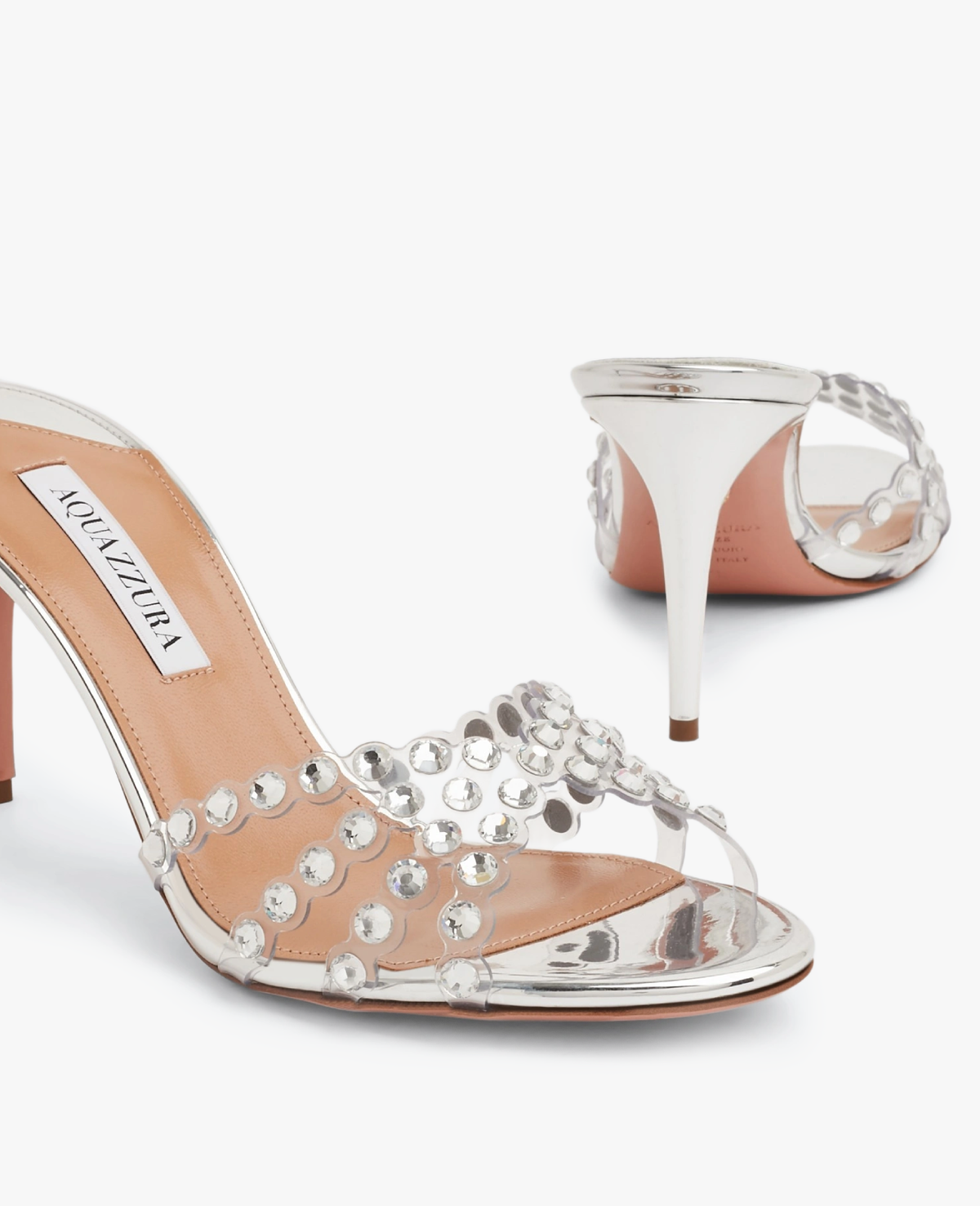 Aquazzura Tequila Mule 75 mm Silver