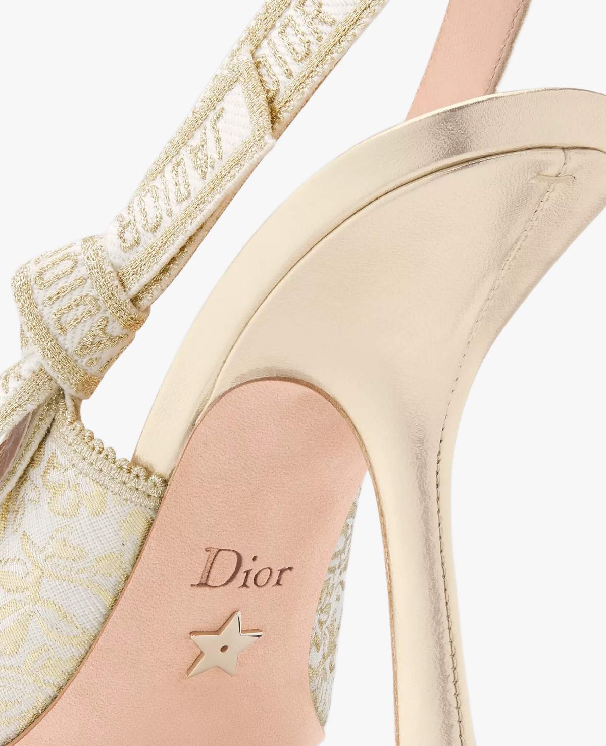 Dior J’Adior Slingback Pump White and Gold-Tone Millefiori Jacquard