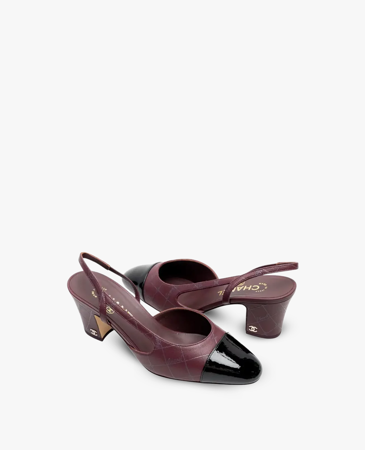 Chanel Burgundy & Black Slingbacks Pumps