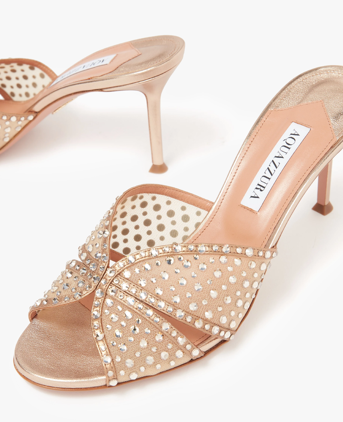 Aquazzura Crystal Lover 75 Pink Mule Sandals