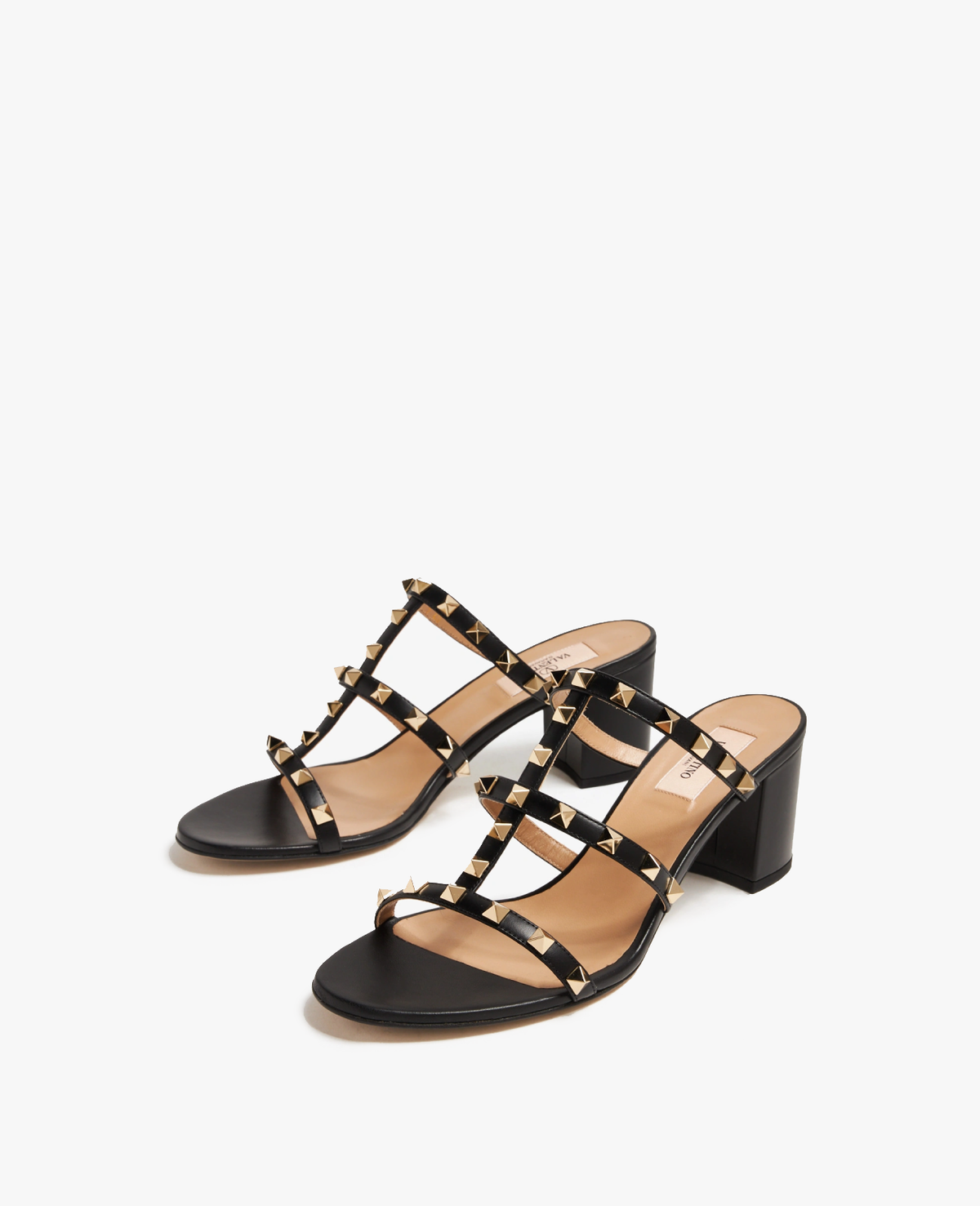 Valentino Rockstud Calfskin Leather Slide Sandal 60 mm Black