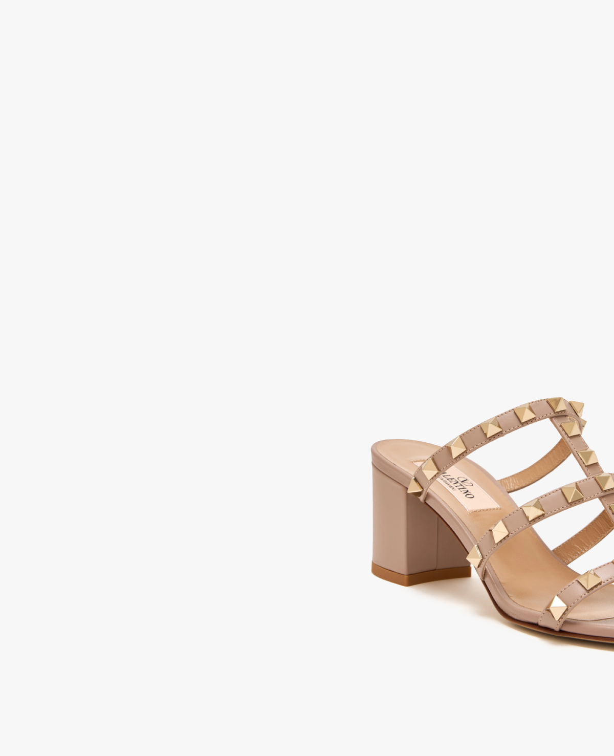 Valentino Rockstud Calfskin Leather Slide Sandal 60 mm Poudre