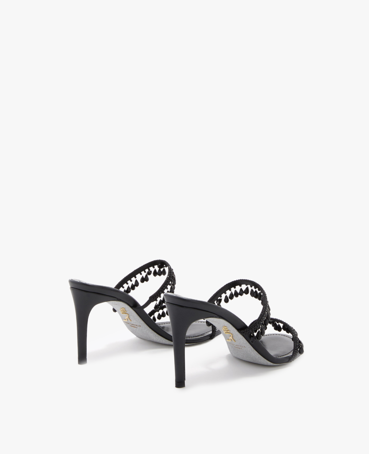 René Caovilla Chandelier Black Mule 80 mm