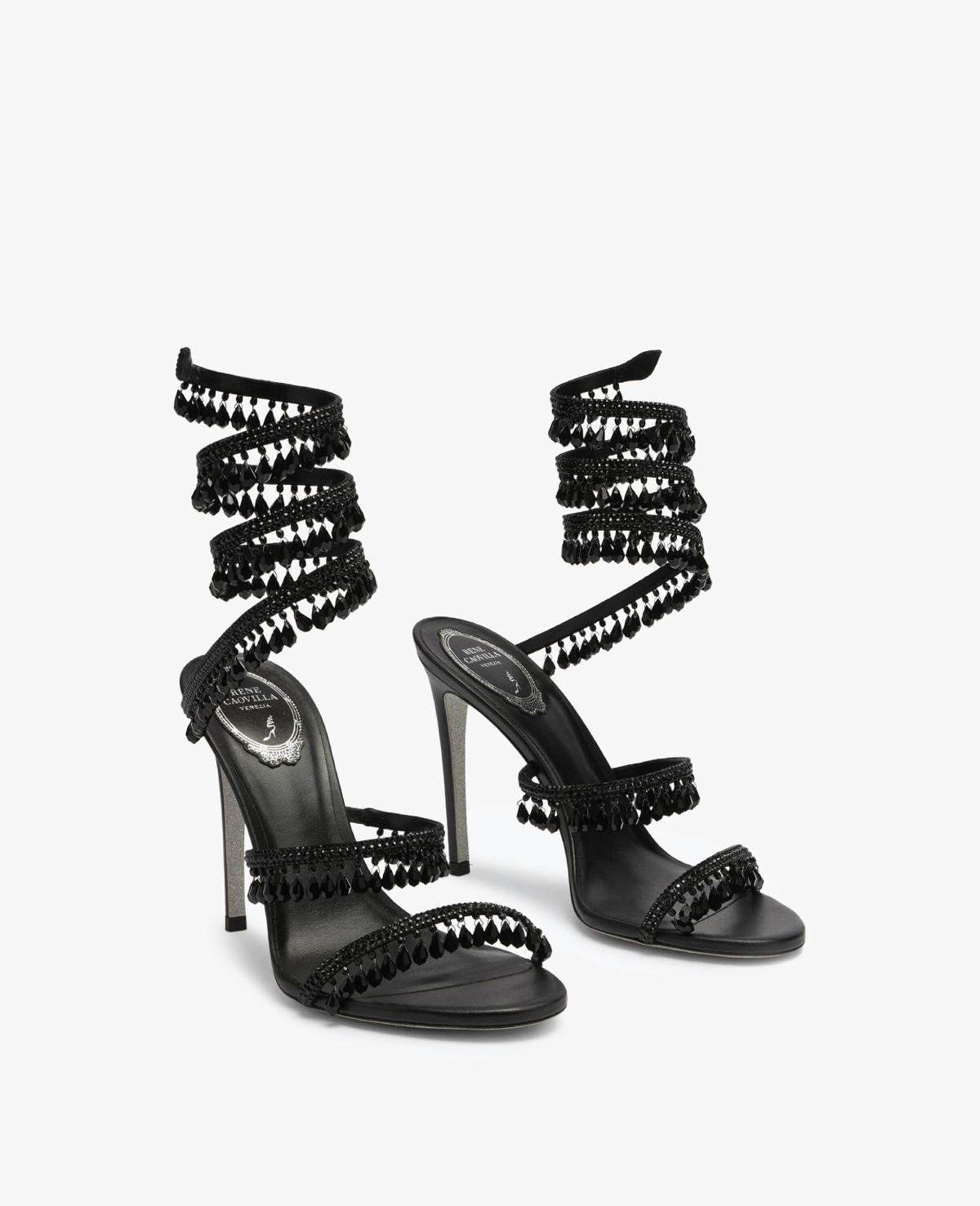 René Caovilla Chandelier Black Sandal 105 mm