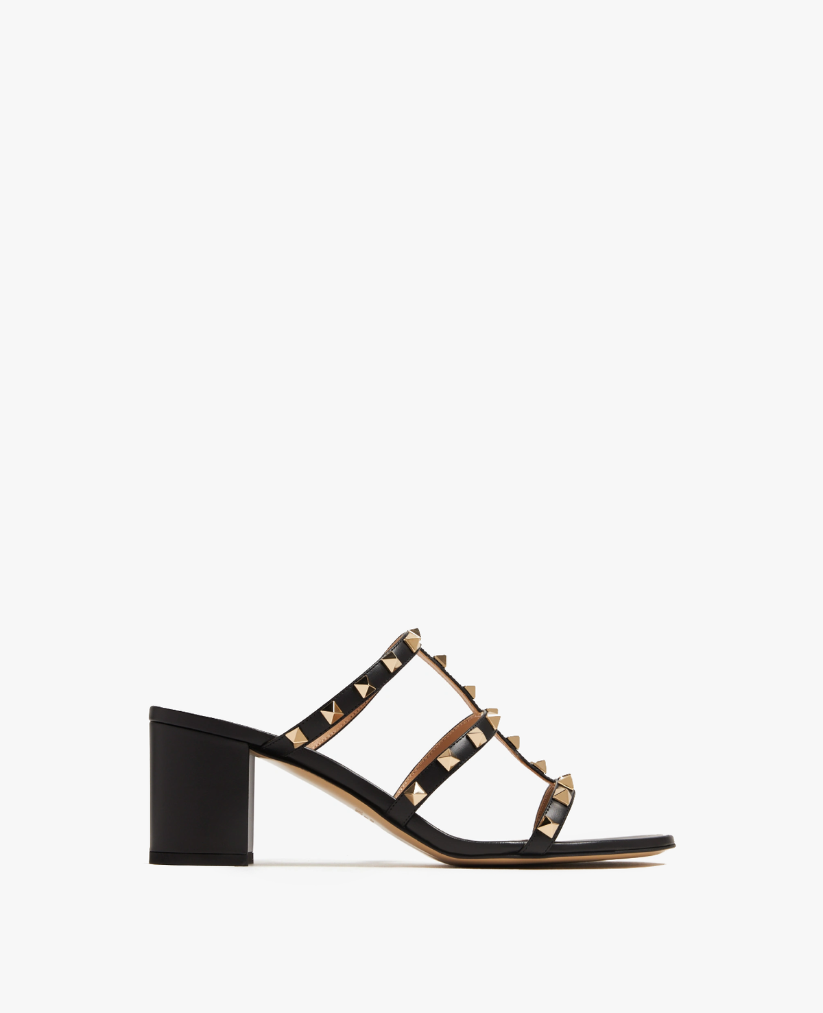 Valentino Rockstud Calfskin Leather Slide Sandal 60 mm Black