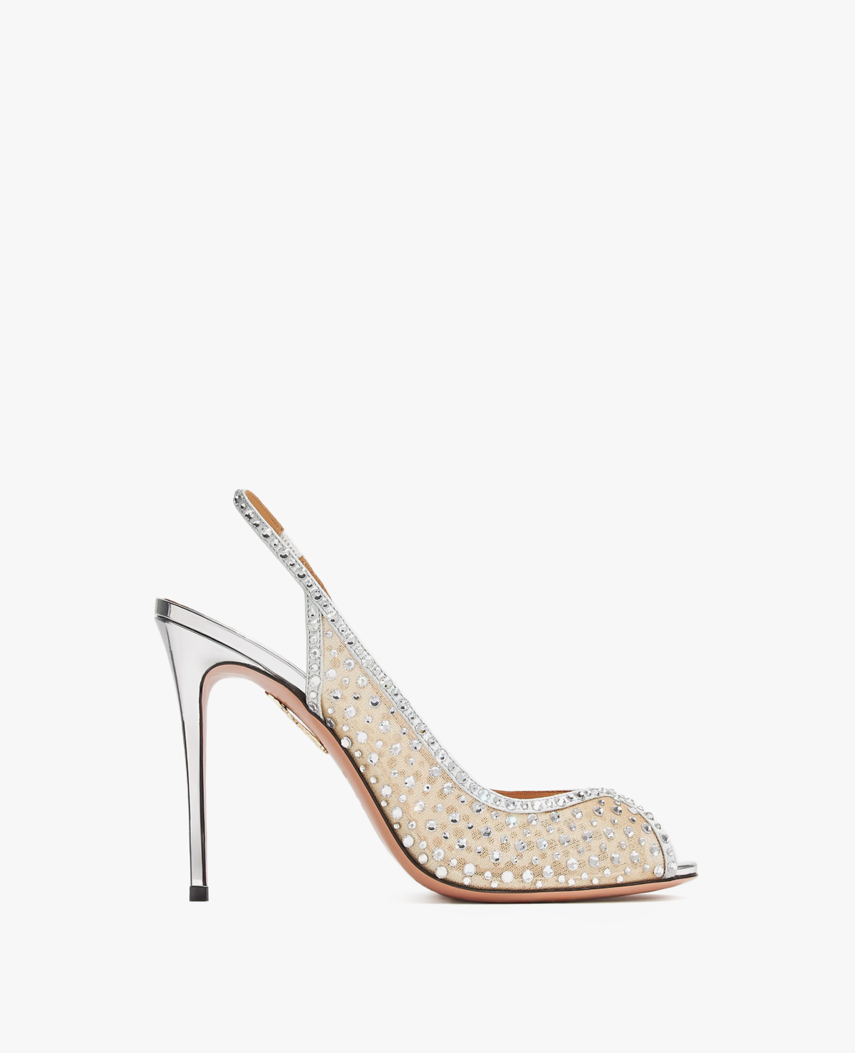 Aquazzura Crystal Lover 105 Silver Sandals