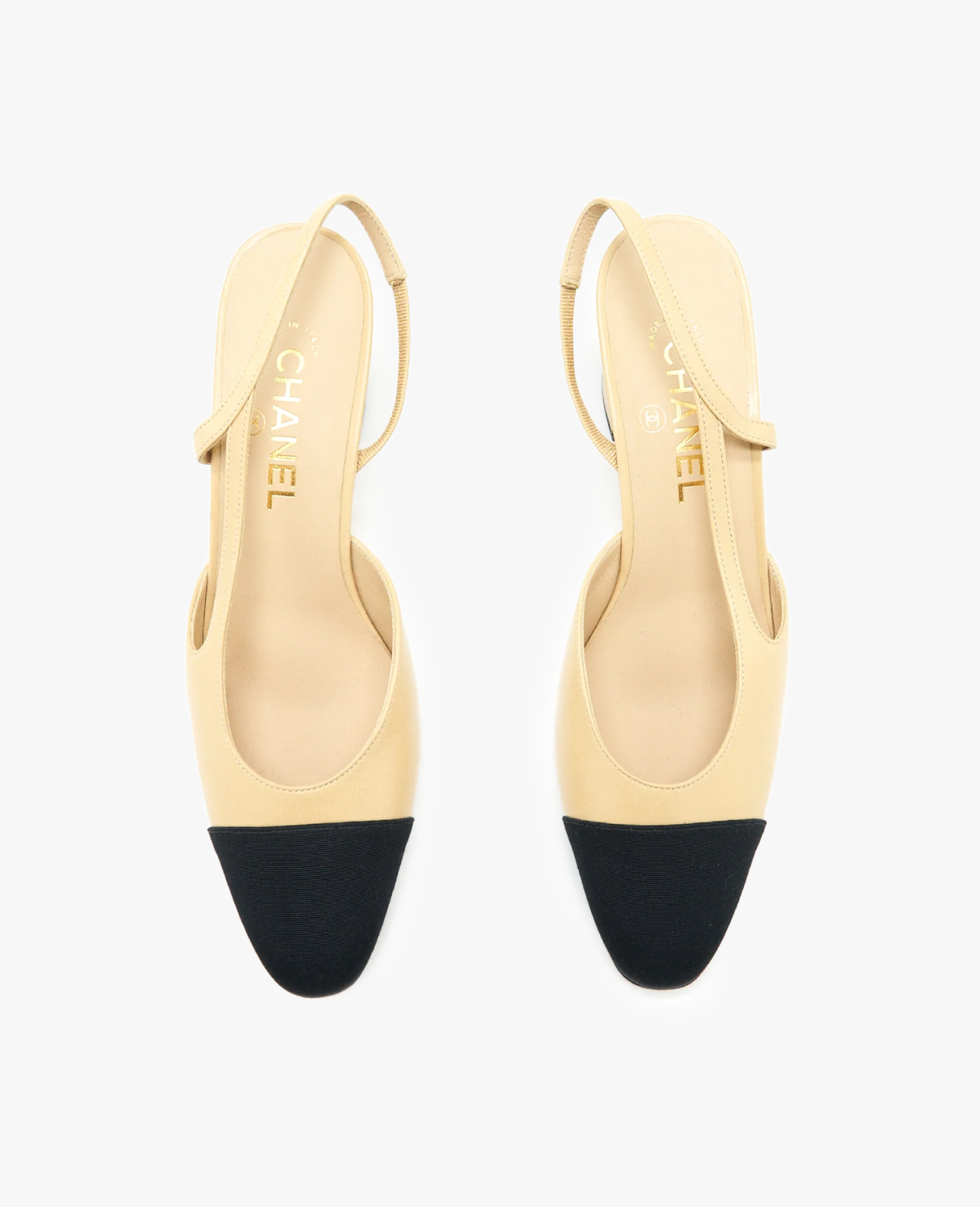 Chanel Beige & Black Slingbacks