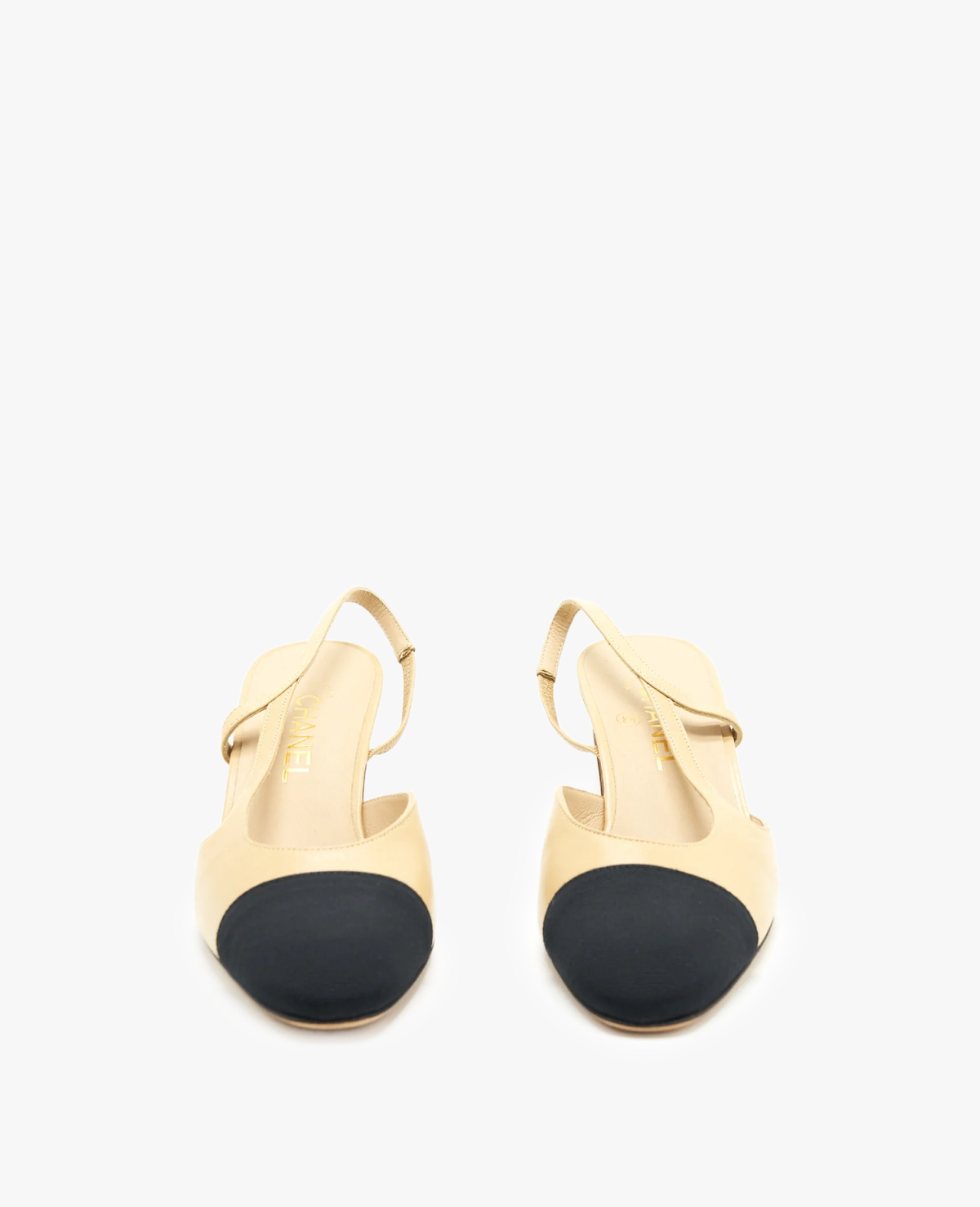 Chanel Beige & Black Slingbacks